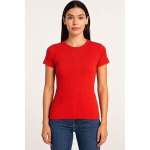 Michael Stars Red Ribbed Short Sleeve Tee - Size XS (New with Tag)